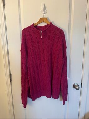 J. Crew Cable Crewneck Sweater in Deep Pink